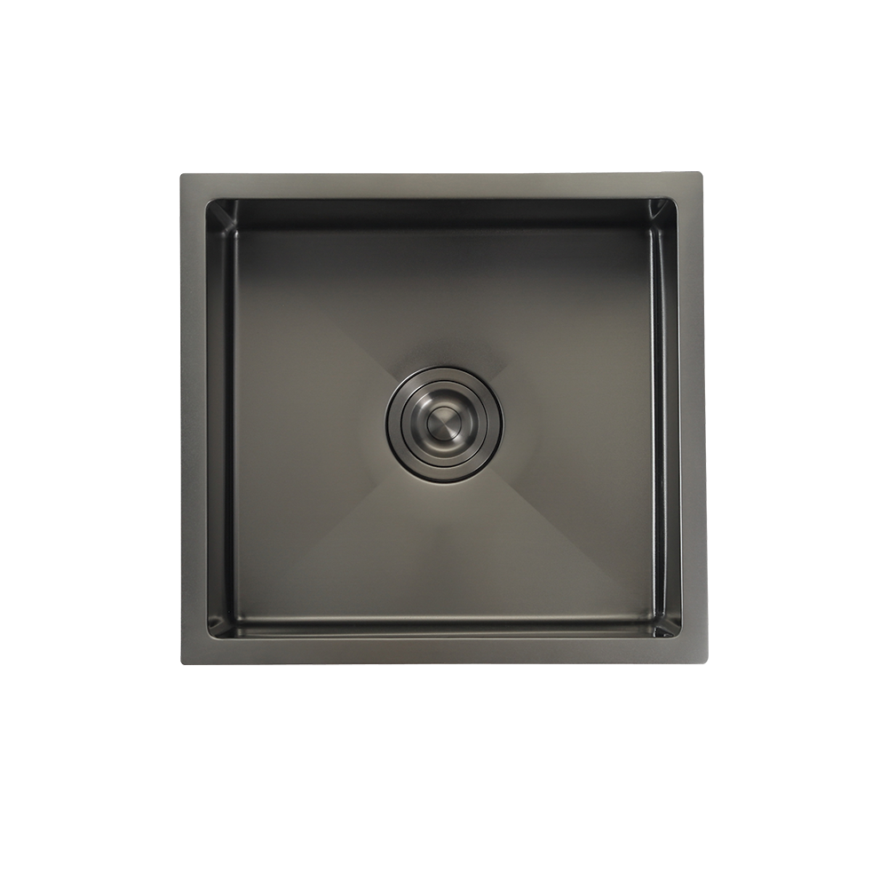 Rubine KNX 810-48U Single Bowl Kitchen Sink GM Kin Nano Gunmetal Stainless Steel