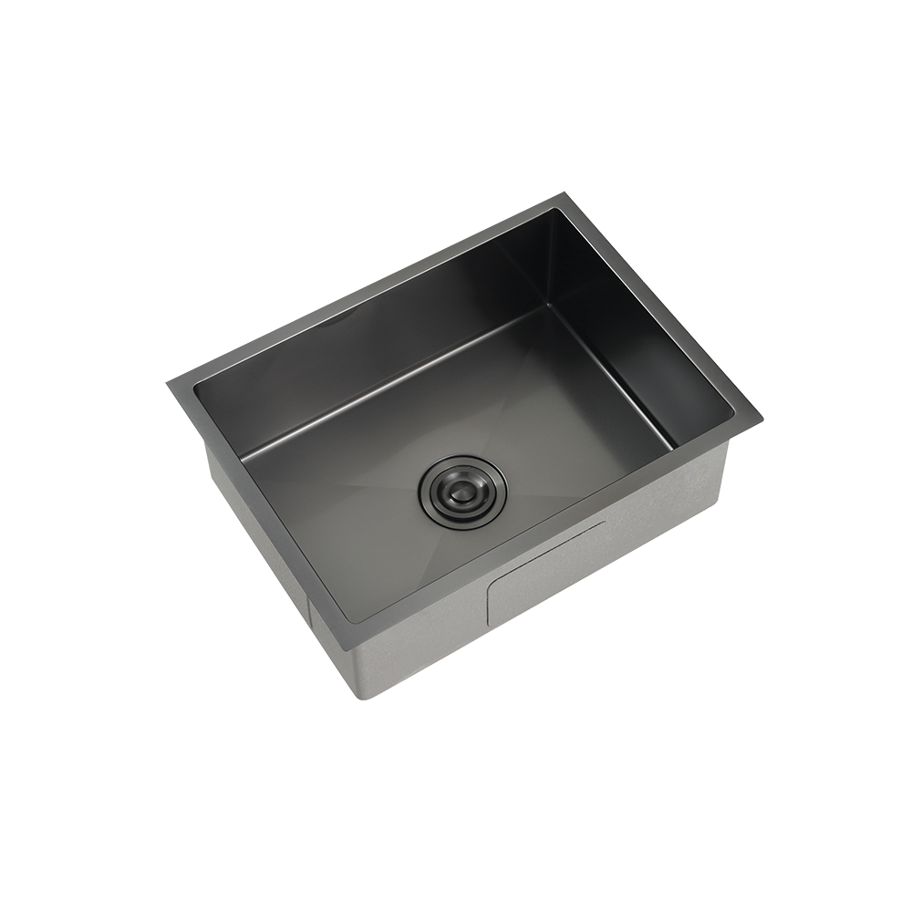 Rubine KNX 810-58U Single Bowl Kitchen Sink GM Kin Nano Gunmetal Stainless Steel