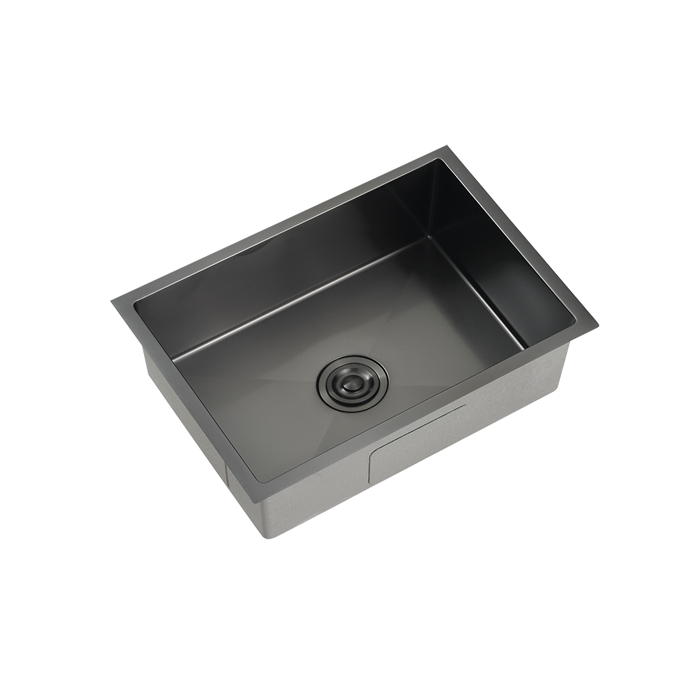 Rubine KNX 810-68U Single Bowl Kitchen Sink GM Kin Nano Gunmetal Stainless Steel