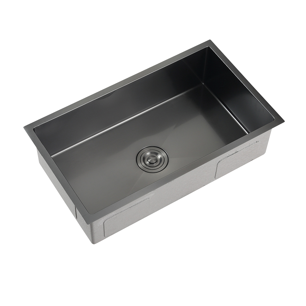 Rubine KNX 810-78U Single Bowl Kitchen Sink GM Kin Nano Gunmetal SS