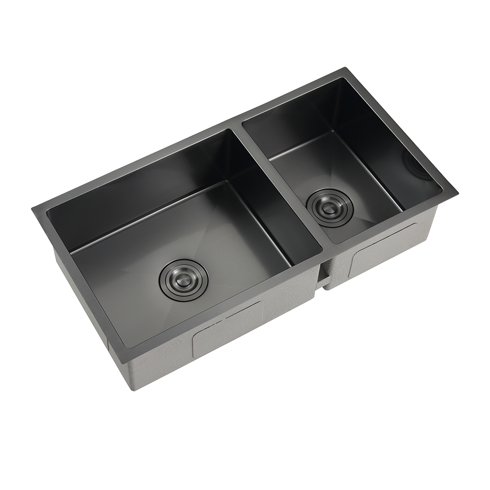 Rubine KNX 860-86U GM Kin Nano Gunmetal SS 2 Bowl Kitchen Sink